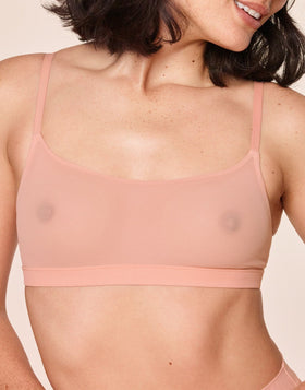 nueskin Olympia Mesh Scoop-Neck Shelf Bra in color Rose Cloud and shape bralette