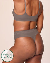 Load image into Gallery viewer, nueskin Carey Mesh Mid-Rise Thong in color Deep Taupe and shape thong
