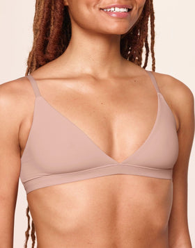 nueskin Jenn Wireless Triangle Bralette in color Rose Cloud and shape bralette