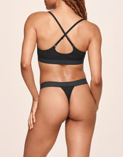 Load image into Gallery viewer, nueskin Tess Rib Cotton Mid-Rise Thong in color Jet Black and shape thong
