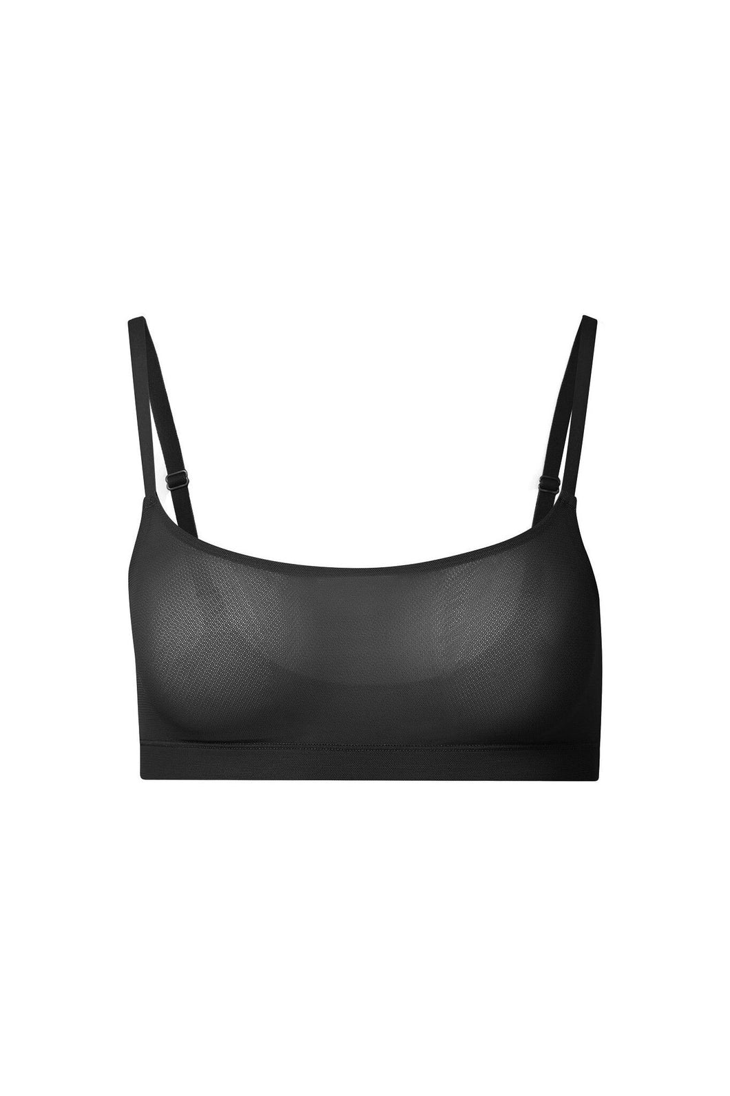 nueskin Olympia Mesh Scoop-Neck Shelf Bra in color Jet Black and shape bralette