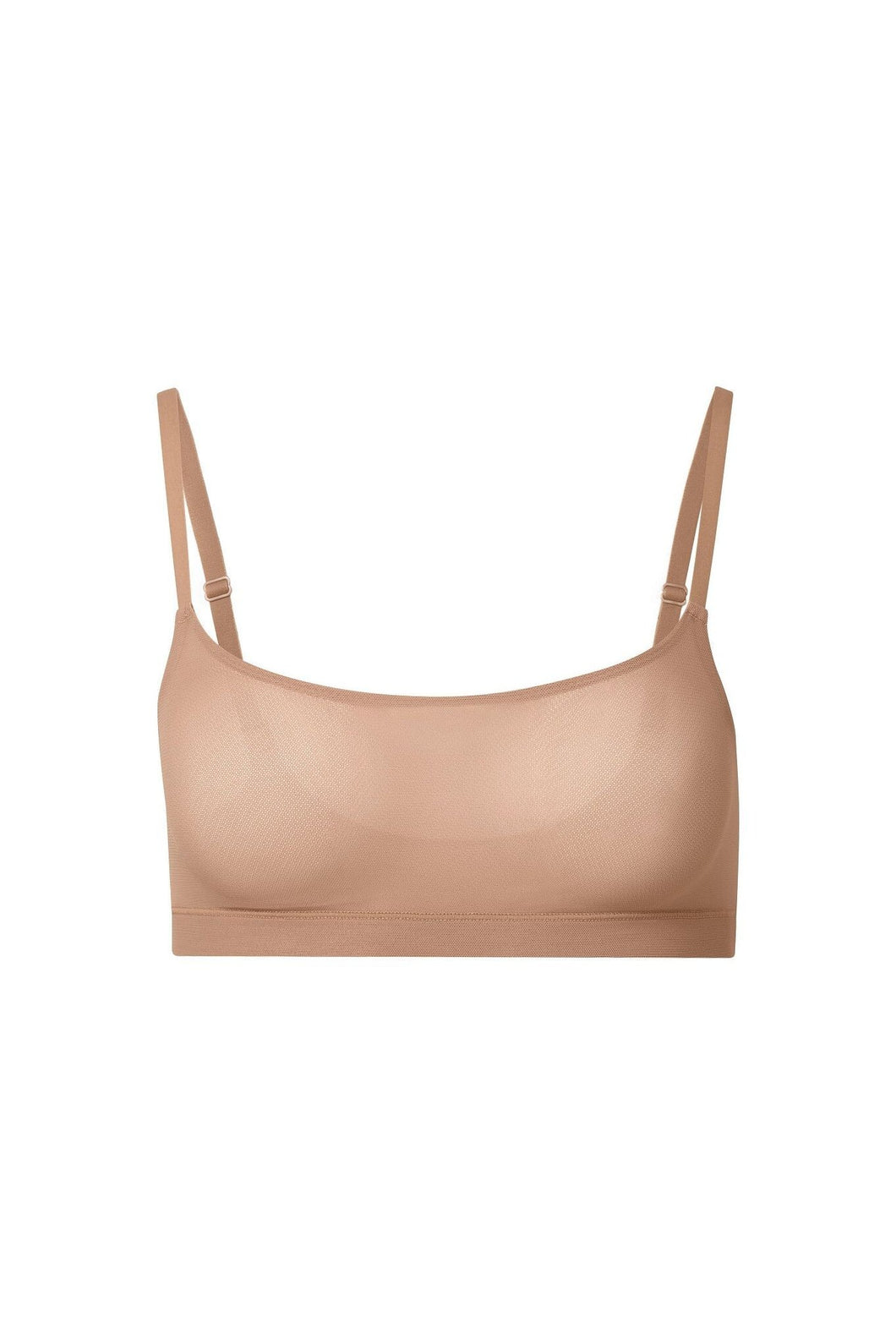 nueskin Olympia Mesh Scoop-Neck Shelf Bra in color Macaroon and shape bralette