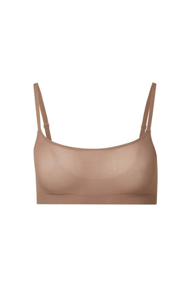 nueskin Olympia Mesh Scoop-Neck Shelf Bra in color Beaver Fur and shape bralette