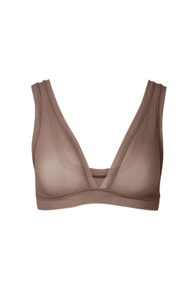 nueskin Italia Mesh Wireless Triangle Bralette in color Macaroon and shape triangle