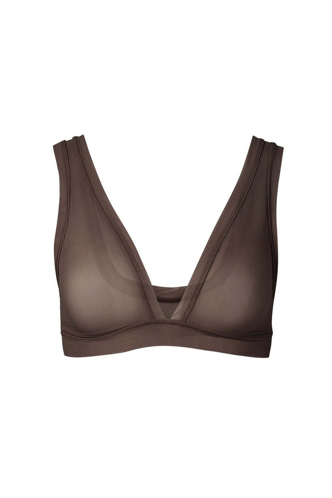 nueskin Italia Mesh Wireless Triangle Bralette in color Bracken and shape triangle