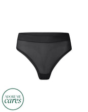 Load image into Gallery viewer, nueskin Carey Mesh Mid-Rise Thong in color Jet Black and shape thong
