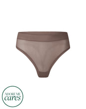 Load image into Gallery viewer, nueskin Carey Mesh Mid-Rise Thong in color Deep Taupe and shape thong
