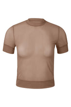 Load image into Gallery viewer, nueskin Nadin Mesh Short-Sleeved Tee in color Beaver Fur and shape short sleeve tee
