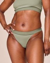 Load image into Gallery viewer, nueskin Tess Rib Cotton Mid-Rise Thong in color Tea and shape thong
