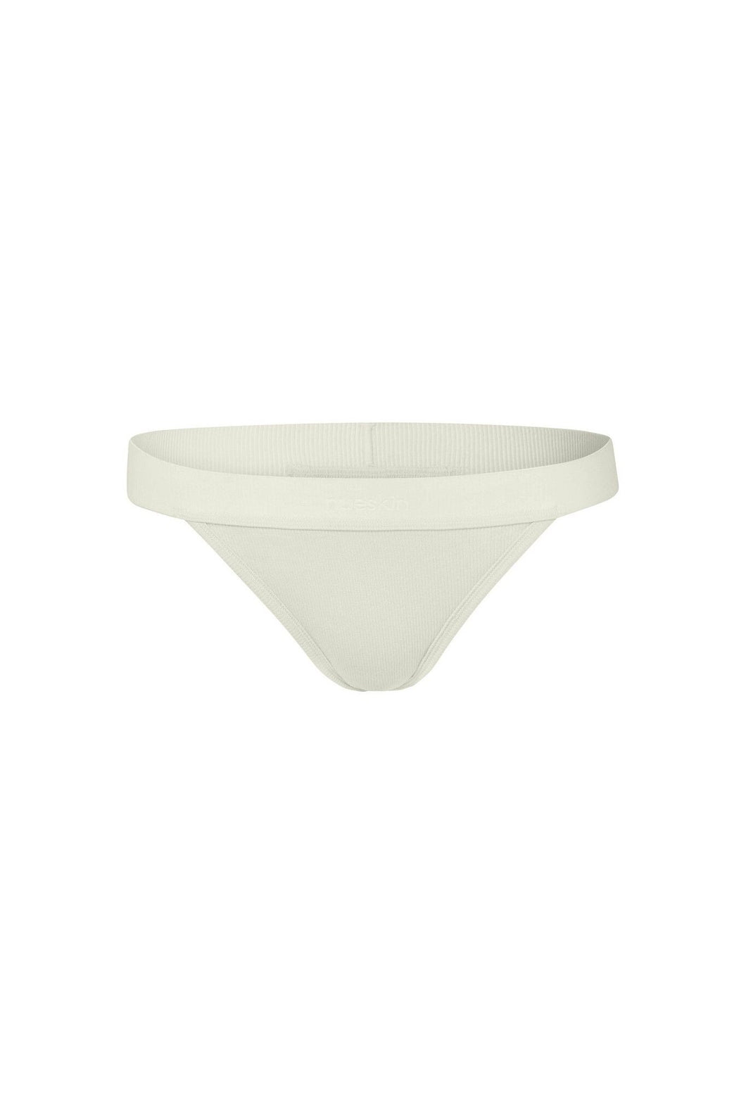 nueskin Tess Rib Cotton Mid-Rise Thong in color Cannoli Cream (Cannoli Cream) and shape thong