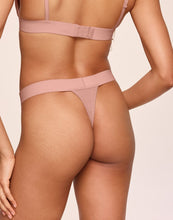 Load image into Gallery viewer, nueskin Tess Rib Cotton Mid-Rise Thong in color Rose Cloud and shape thong
