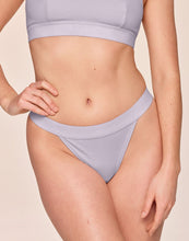 Load image into Gallery viewer, nueskin Tess Rib Cotton Mid-Rise Thong in color Orchid Hush and shape thong
