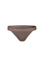 Load image into Gallery viewer, nueskin Tess Rib Cotton Mid-Rise Thong in color Deep Taupe and shape thong
