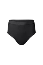 Load image into Gallery viewer, nueskin Gracee Rib Cotton High-Rise Cheeky Brief in color Jet Black and shape midi brief
