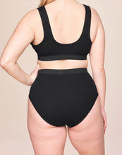 Load image into Gallery viewer, nueskin Gracee Rib Cotton High-Rise Cheeky Brief in color Jet Black and shape midi brief
