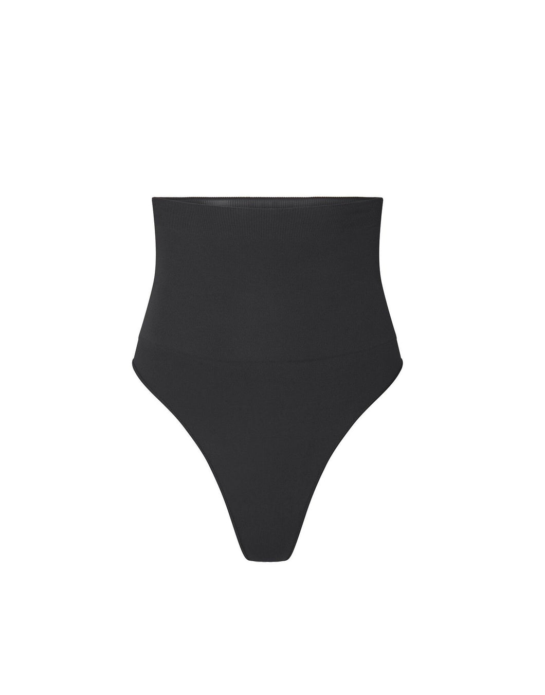 nueskin Elodie High-Compression High-Waist Thong in color Jet Black and shape thong