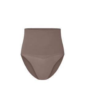 nueskin Hayley High-Compression High-Waist Bikini Brief in color Deep Taupe and shape high waisted